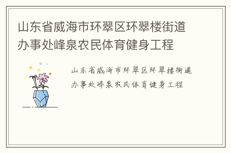 山東省威海市環(huán)翠區(qū)環(huán)翠樓街道辦事處峰泉農(nóng)民體育健身工程 山東省威海市環(huán)翠區(qū)環(huán)翠樓街道辦事處峰泉農(nóng)民體育健身工程