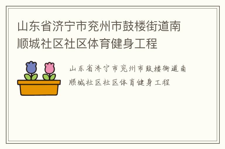 山東省濟(jì)寧市兗州市鼓樓街道南順城社區(qū)社區(qū)體育健身工程 山東省濟(jì)寧市兗州市鼓樓街道南順城社區(qū)社區(qū)體育健身工程
