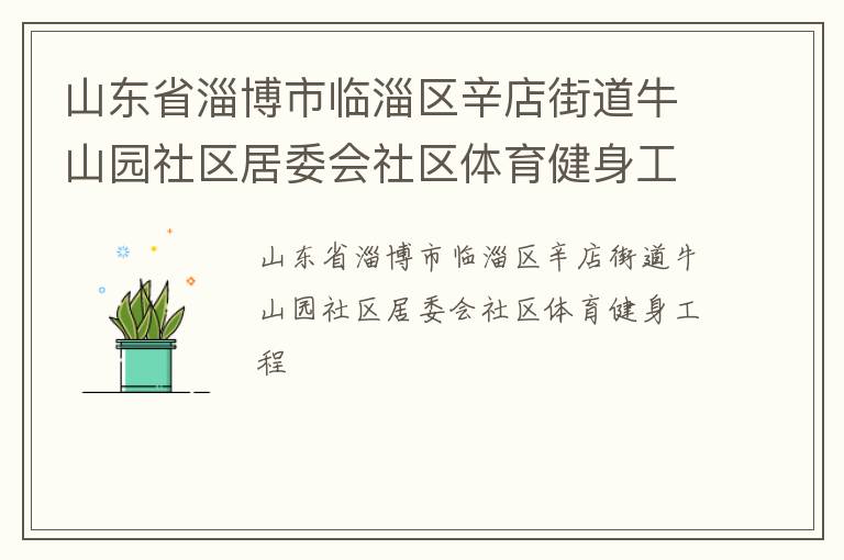 山東省淄博市臨淄區(qū)辛店街道牛山園社區(qū)居委會(huì)社區(qū)體育健身工程 山東省淄博市臨淄區(qū)辛店街道牛山園社區(qū)居委會(huì)社區(qū)體育健身工程