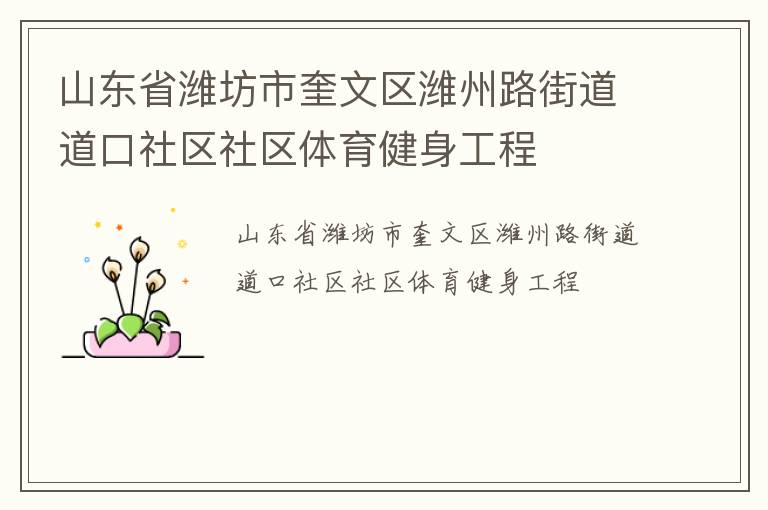 山東省濰坊市奎文區(qū)濰州路街道道口社區(qū)社區(qū)體育健身工程 山東省濰坊市奎文區(qū)濰州路街道道口社區(qū)社區(qū)體育健身工程