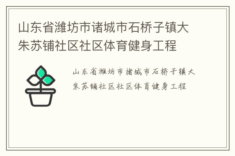 山東省濰坊市諸城市石橋子鎮(zhèn)大朱蘇鋪社區(qū)社區(qū)體育健身工程 山東省濰坊市諸城市石橋子鎮(zhèn)大朱蘇鋪社區(qū)社區(qū)體育健身工程