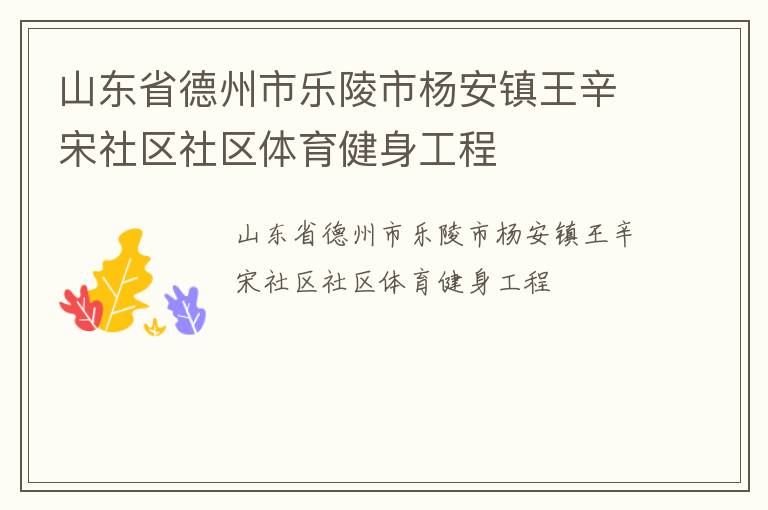 山東省德州市樂(lè)陵市楊安鎮(zhèn)王辛宋社區(qū)社區(qū)體育健身工程 山東省德州市樂(lè)陵市楊安鎮(zhèn)王辛宋社區(qū)社區(qū)體育健身工程