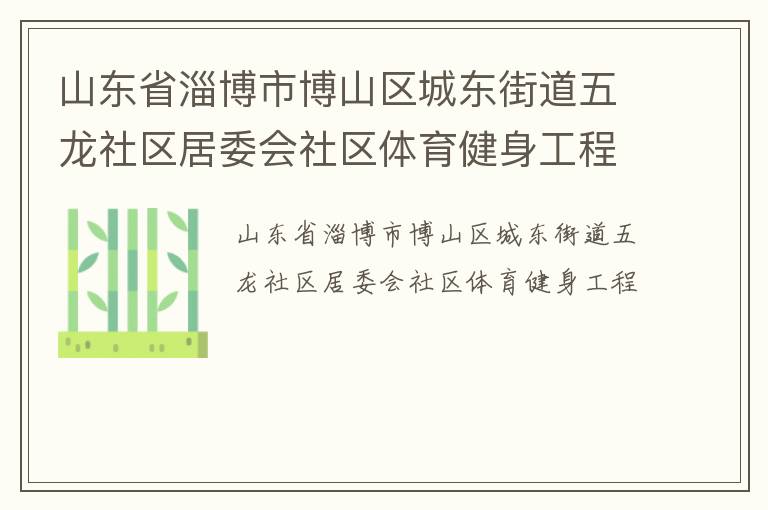 山東省淄博市博山區(qū)城東街道五龍社區(qū)居委會社區(qū)體育健身工程 山東省淄博市博山區(qū)城東街道五龍社區(qū)居委會社區(qū)體育健身工程
