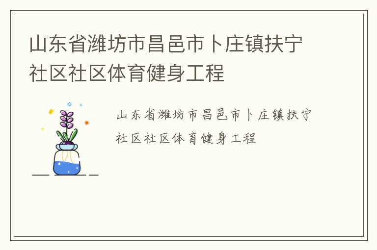 山東省濰坊市昌邑市卜莊鎮(zhèn)扶寧社區(qū)社區(qū)體育健身工程 山東省濰坊市昌邑市卜莊鎮(zhèn)扶寧社區(qū)社區(qū)體育健身工程