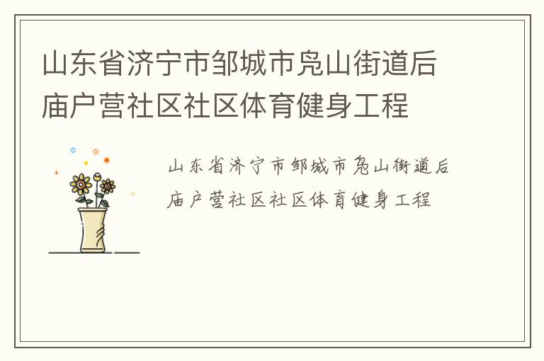 山東省濟寧市鄒城市鳧山街道后廟戶營社區(qū)社區(qū)體育健身工程 山東省濟寧市鄒城市鳧山街道后廟戶營社區(qū)社區(qū)體育健身工程