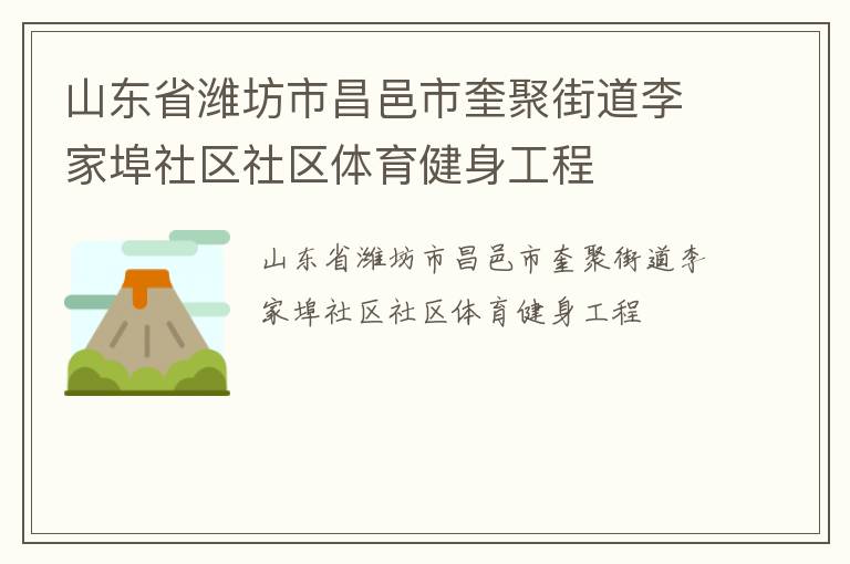 山東省濰坊市昌邑市奎聚街道李家埠社區(qū)社區(qū)體育健身工程