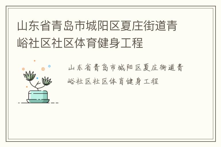 山東省青島市城陽(yáng)區(qū)夏莊街道青峪社區(qū)社區(qū)體育健身工程 山東省青島市城陽(yáng)區(qū)夏莊街道青峪社區(qū)社區(qū)體育健身工程