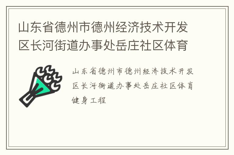 山東省德州市德州經(jīng)濟技術(shù)開發(fā)區(qū)長河街道辦事處岳莊社區(qū)體育健身工程