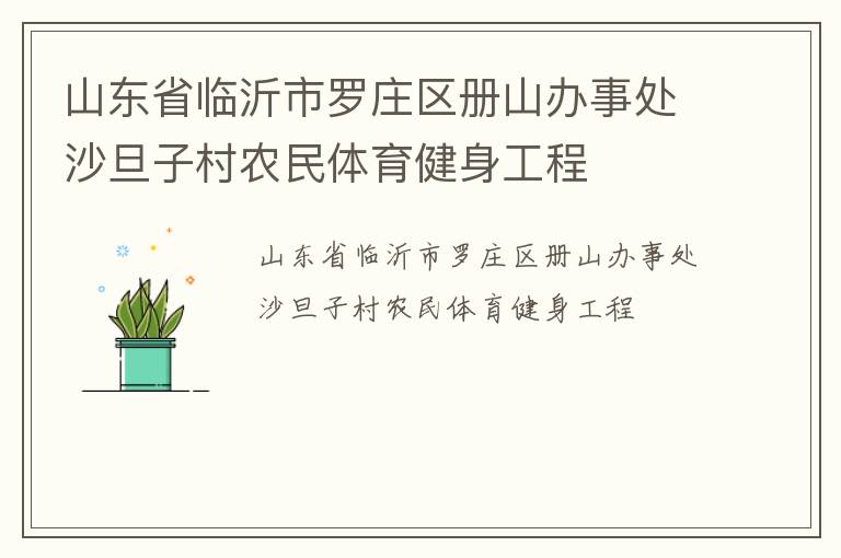 山東省臨沂市羅莊區(qū)冊山辦事處沙旦子村農(nóng)民體育健身工程 山東省臨沂市羅莊區(qū)冊山辦事處沙旦子村農(nóng)民體育健身工程