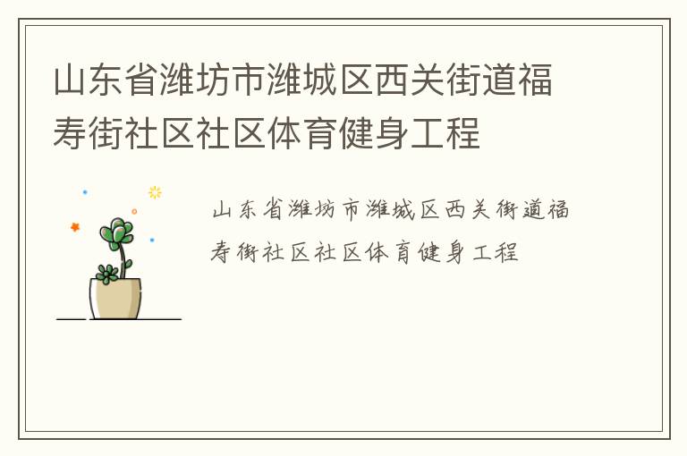 山東省濰坊市濰城區(qū)西關(guān)街道福壽街社區(qū)社區(qū)體育健身工程 山東省濰坊市濰城區(qū)西關(guān)街道福壽街社區(qū)社區(qū)體育健身工程