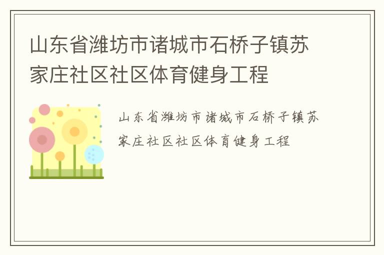 山東省濰坊市諸城市石橋子鎮(zhèn)蘇家莊社區(qū)社區(qū)體育健身工程 山東省濰坊市諸城市石橋子鎮(zhèn)蘇家莊社區(qū)社區(qū)體育健身工程
