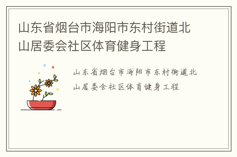 山東省煙臺市海陽市東村街道北山居委會社區(qū)體育健身工程 山東省煙臺市海陽市東村街道北山居委會社區(qū)體育健身工程