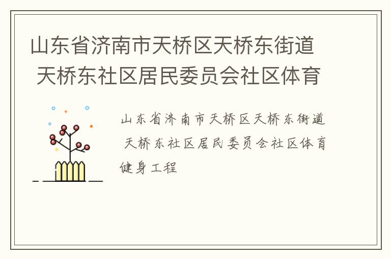 山東省濟(jì)南市天橋區(qū)天橋東街道 天橋東社區(qū)居民委員會社區(qū)體育健身工程 山東省濟(jì)南市天橋區(qū)天橋東街道 天橋東社區(qū)居民委員會社區(qū)體育健身工程