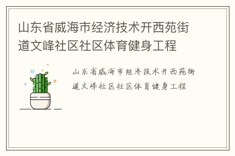 山東省威海市經(jīng)濟技術(shù)開西苑街道文峰社區(qū)社區(qū)體育健身工程