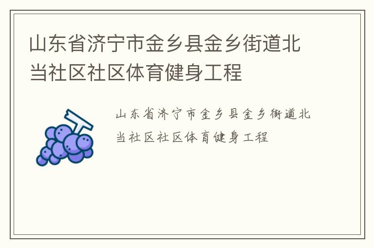 山東省濟(jì)寧市金鄉(xiāng)縣金鄉(xiāng)街道北當(dāng)社區(qū)社區(qū)體育健身工程 山東省濟(jì)寧市金鄉(xiāng)縣金鄉(xiāng)街道北當(dāng)社區(qū)社區(qū)體育健身工程