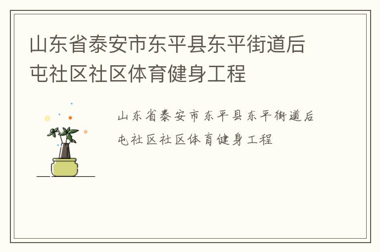 山東省泰安市東平縣東平街道后屯社區(qū)社區(qū)體育健身工程 山東省泰安市東平縣東平街道后屯社區(qū)社區(qū)體育健身工程