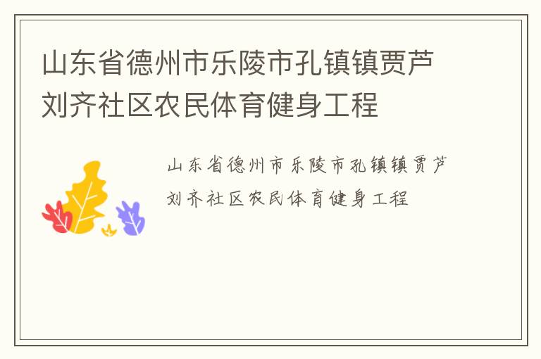 山東省德州市樂陵市孔鎮(zhèn)鎮(zhèn)賈蘆劉齊社區(qū)農(nóng)民體育健身工程 山東省德州市樂陵市孔鎮(zhèn)鎮(zhèn)賈蘆劉齊社區(qū)農(nóng)民體育健身工程