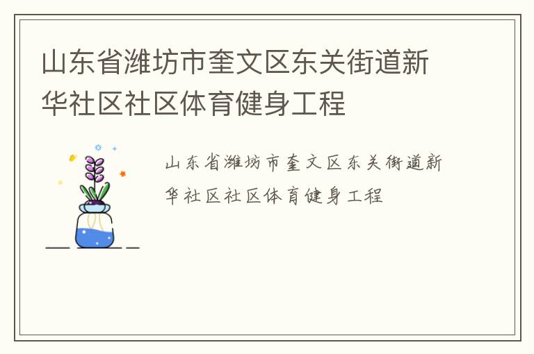 山東省濰坊市奎文區(qū)東關(guān)街道新華社區(qū)社區(qū)體育健身工程 山東省濰坊市奎文區(qū)東關(guān)街道新華社區(qū)社區(qū)體育健身工程