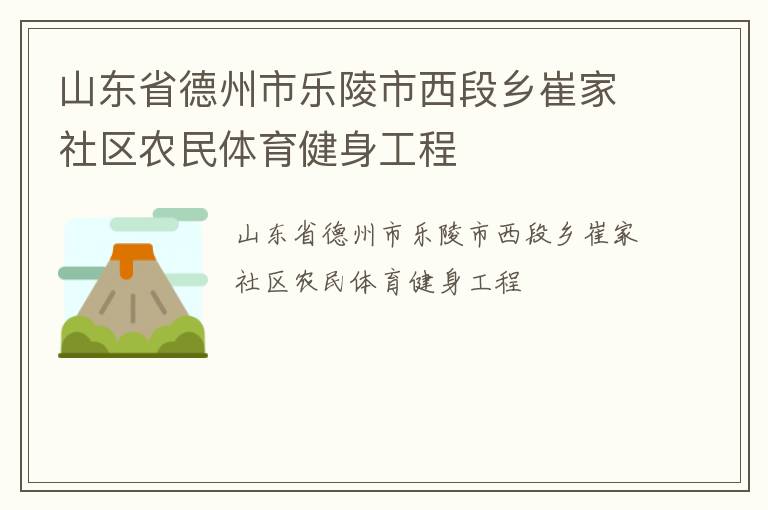 山東省德州市樂陵市西段鄉(xiāng)崔家社區(qū)農(nóng)民體育健身工程 山東省德州市樂陵市西段鄉(xiāng)崔家社區(qū)農(nóng)民體育健身工程
