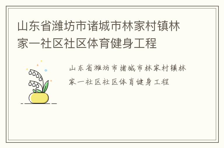 山東省濰坊市諸城市林家村鎮(zhèn)林家一社區(qū)社區(qū)體育健身工程 山東省濰坊市諸城市林家村鎮(zhèn)林家一社區(qū)社區(qū)體育健身工程
