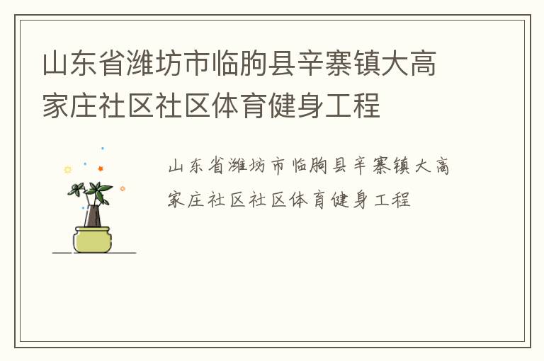 山東省濰坊市臨朐縣辛寨鎮(zhèn)大高家莊社區(qū)社區(qū)體育健身工程 山東省濰坊市臨朐縣辛寨鎮(zhèn)大高家莊社區(qū)社區(qū)體育健身工程