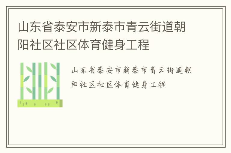 山東省泰安市新泰市青云街道朝陽社區(qū)社區(qū)體育健身工程 山東省泰安市新泰市青云街道朝陽社區(qū)社區(qū)體育健身工程