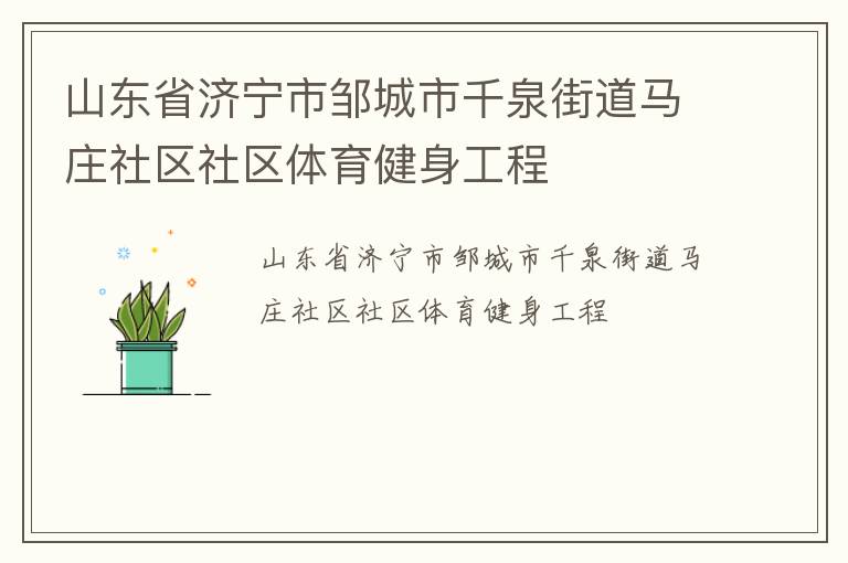 山東省濟寧市鄒城市千泉街道馬莊社區(qū)社區(qū)體育健身工程 山東省濟寧市鄒城市千泉街道馬莊社區(qū)社區(qū)體育健身工程