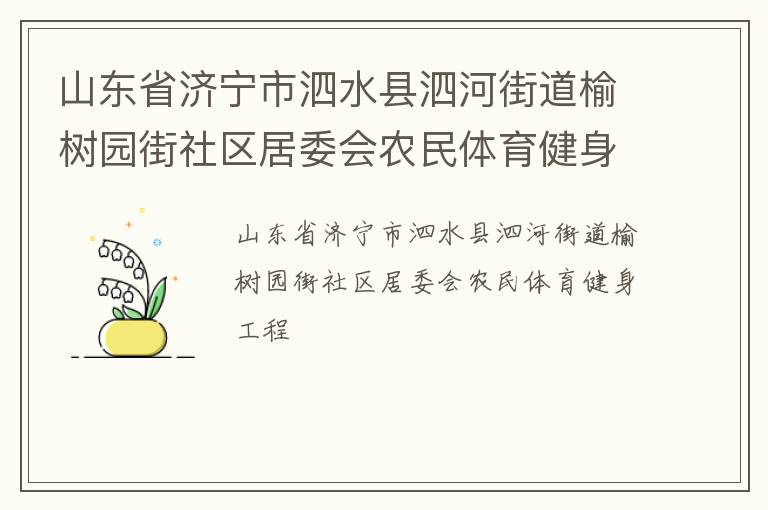 山東省濟寧市泗水縣泗河街道榆樹園街社區(qū)居委會農(nóng)民體育健身工程 山東省濟寧市泗水縣泗河街道榆樹園街社區(qū)居委會農(nóng)民體育健身工程