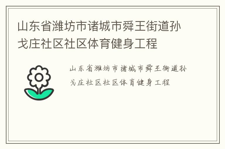 山東省濰坊市諸城市舜王街道孫戈莊社區(qū)社區(qū)體育健身工程 山東省濰坊市諸城市舜王街道孫戈莊社區(qū)社區(qū)體育健身工程