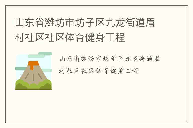 山東省濰坊市坊子區(qū)九龍街道眉村社區(qū)社區(qū)體育健身工程 山東省濰坊市坊子區(qū)九龍街道眉村社區(qū)社區(qū)體育健身工程