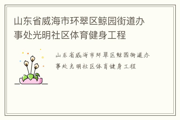 山東省威海市環(huán)翠區(qū)鯨園街道辦事處光明社區(qū)體育健身工程 山東省威海市環(huán)翠區(qū)鯨園街道辦事處光明社區(qū)體育健身工程