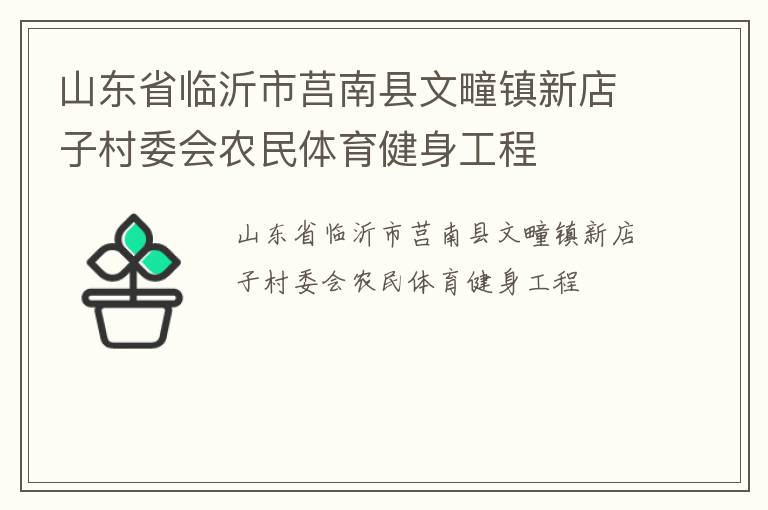 山東省臨沂市莒南縣文疃鎮(zhèn)新店子村委會農民體育健身工程