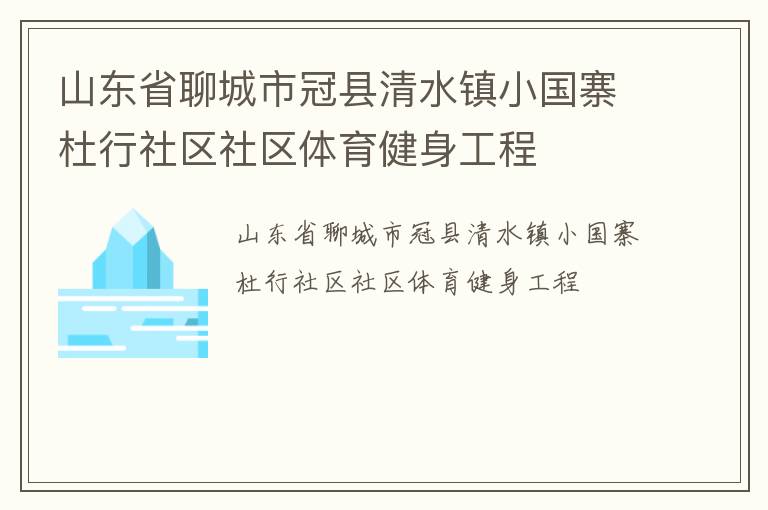 山東省聊城市冠縣清水鎮(zhèn)小國寨杜行社區(qū)社區(qū)體育健身工程 山東省聊城市冠縣清水鎮(zhèn)小國寨杜行社區(qū)社區(qū)體育健身工程