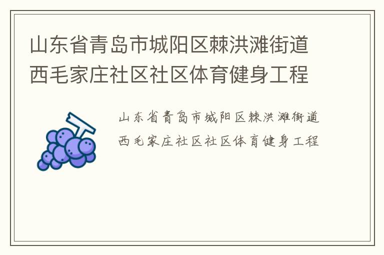 山東省青島市城陽區(qū)棘洪灘街道西毛家莊社區(qū)社區(qū)體育健身工程 山東省青島市城陽區(qū)棘洪灘街道西毛家莊社區(qū)社區(qū)體育健身工程