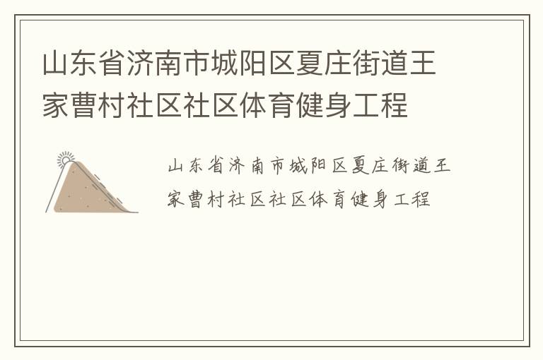 山東省濟南市城陽區(qū)夏莊街道王家曹村社區(qū)社區(qū)體育健身工程 山東省濟南市城陽區(qū)夏莊街道王家曹村社區(qū)社區(qū)體育健身工程