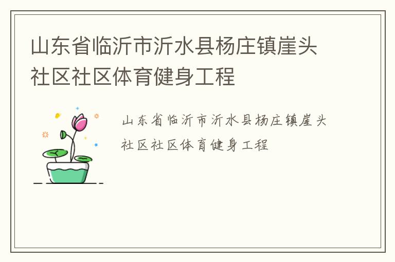 山東省臨沂市沂水縣楊莊鎮(zhèn)崖頭社區(qū)社區(qū)體育健身工程 山東省臨沂市沂水縣楊莊鎮(zhèn)崖頭社區(qū)社區(qū)體育健身工程