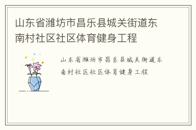 山東省濰坊市昌樂縣城關(guān)街道東南村社區(qū)社區(qū)體育健身工程 山東省濰坊市昌樂縣城關(guān)街道東南村社區(qū)社區(qū)體育健身工程