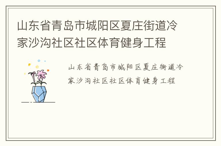 山東省青島市城陽區(qū)夏莊街道冷家沙溝社區(qū)社區(qū)體育健身工程 山東省青島市城陽區(qū)夏莊街道冷家沙溝社區(qū)社區(qū)體育健身工程
