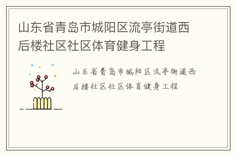 山東省青島市城陽區(qū)流亭街道西后樓社區(qū)社區(qū)體育健身工程 山東省青島市城陽區(qū)流亭街道西后樓社區(qū)社區(qū)體育健身工程