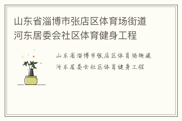 山東省淄博市張店區(qū)體育場(chǎng)街道河?xùn)|居委會(huì)社區(qū)體育健身工程 山東省淄博市張店區(qū)體育場(chǎng)街道河?xùn)|居委會(huì)社區(qū)體育健身工程