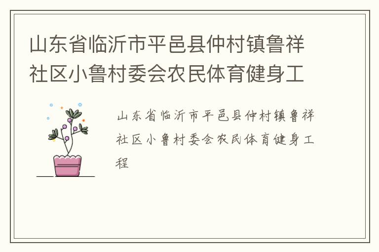 山東省臨沂市平邑縣仲村鎮(zhèn)魯祥社區(qū)小魯村委會農(nóng)民體育健身工程 山東省臨沂市平邑縣仲村鎮(zhèn)魯祥社區(qū)小魯村委會農(nóng)民體育健身工程
