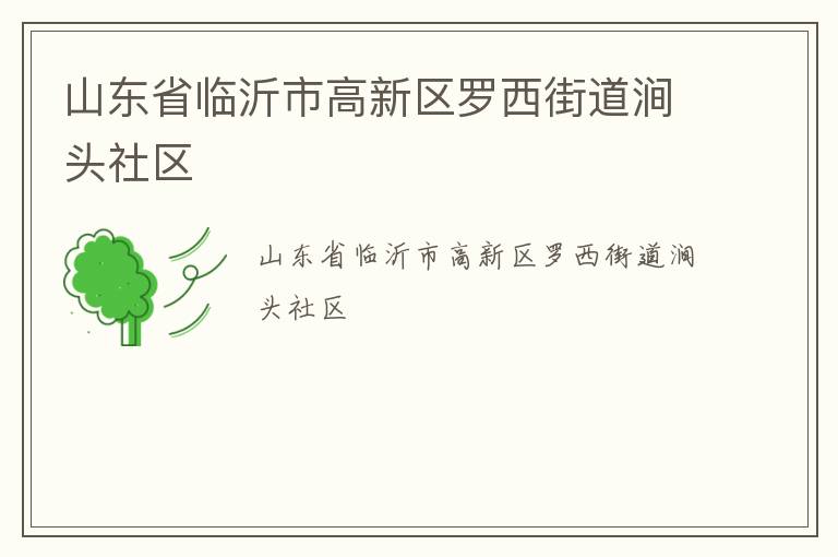 山東省臨沂市高新區(qū)羅西街道澗頭社區(qū) 山東省臨沂市高新區(qū)羅西街道澗頭社區(qū)