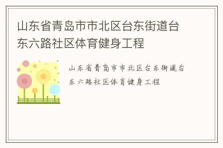 山東省青島市市北區(qū)臺(tái)東街道臺(tái)東六路社區(qū)體育健身工程 山東省青島市市北區(qū)臺(tái)東街道臺(tái)東六路社區(qū)體育健身工程