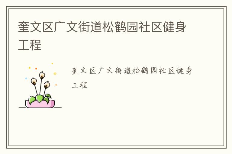 奎文區(qū)廣文街道松鶴園社區(qū)健身工程 奎文區(qū)廣文街道松鶴園社區(qū)健身工程