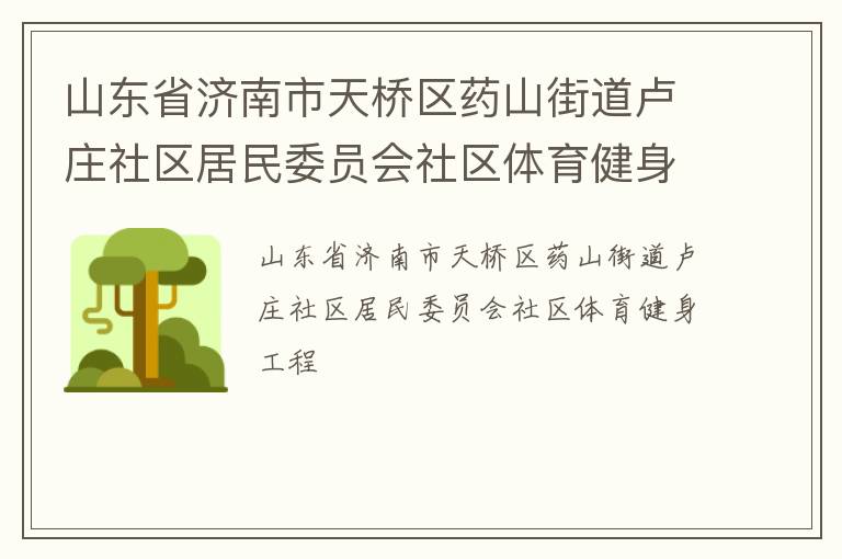 山東省濟南市天橋區(qū)藥山街道盧莊社區(qū)居民委員會社區(qū)體育健身工程 山東省濟南市天橋區(qū)藥山街道盧莊社區(qū)居民委員會社區(qū)體育健身工程