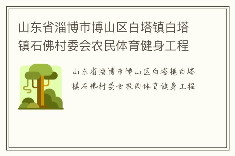 山東省淄博市博山區(qū)白塔鎮(zhèn)白塔鎮(zhèn)石佛村委會農(nóng)民體育健身工程 山東省淄博市博山區(qū)白塔鎮(zhèn)白塔鎮(zhèn)石佛村委會農(nóng)民體育健身工程