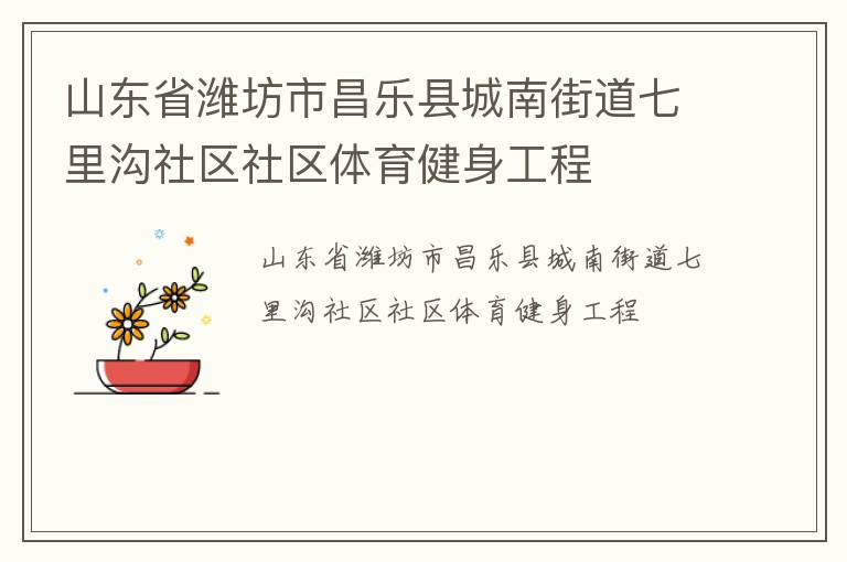 山東省濰坊市昌樂縣城南街道七里溝社區(qū)社區(qū)體育健身工程 山東省濰坊市昌樂縣城南街道七里溝社區(qū)社區(qū)體育健身工程