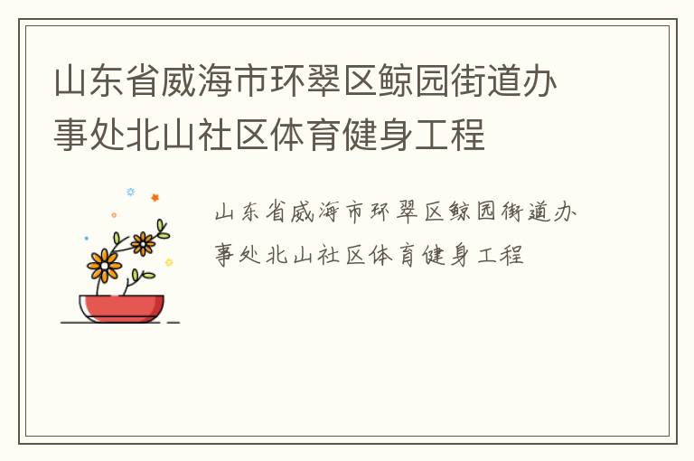 山東省威海市環(huán)翠區(qū)鯨園街道辦事處北山社區(qū)體育健身工程 山東省威海市環(huán)翠區(qū)鯨園街道辦事處北山社區(qū)體育健身工程