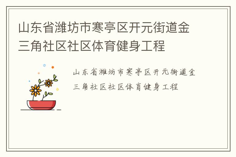 山東省濰坊市寒亭區(qū)開(kāi)元街道金三角社區(qū)社區(qū)體育健身工程 山東省濰坊市寒亭區(qū)開(kāi)元街道金三角社區(qū)社區(qū)體育健身工程