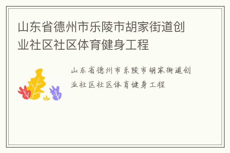 山東省德州市樂陵市胡家街道創(chuàng)業(yè)社區(qū)社區(qū)體育健身工程 山東省德州市樂陵市胡家街道創(chuàng)業(yè)社區(qū)社區(qū)體育健身工程